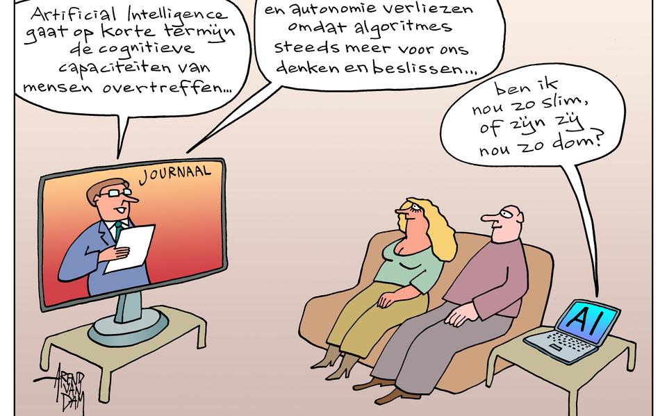 Cartoon van journaal over AI