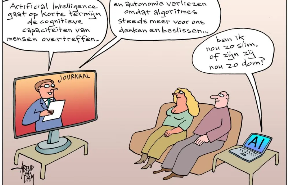 Cartoon van journaal over AI