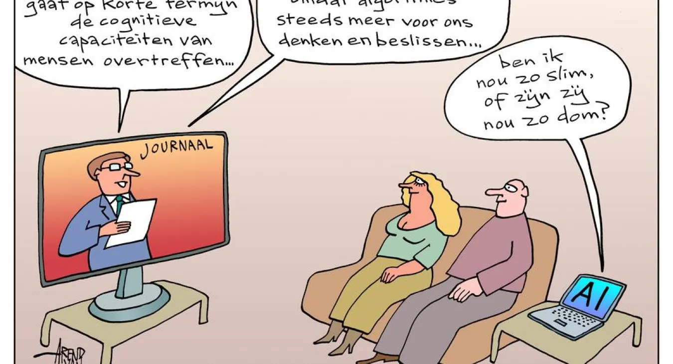 Cartoon van journaal over AI